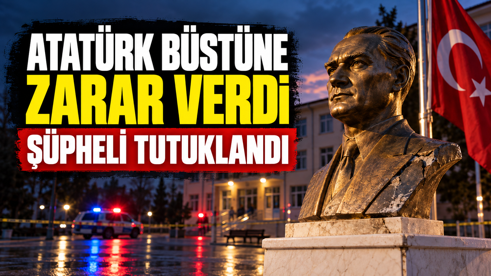 Kırıkkale’de Atatürk büstüne balyozlu zarar