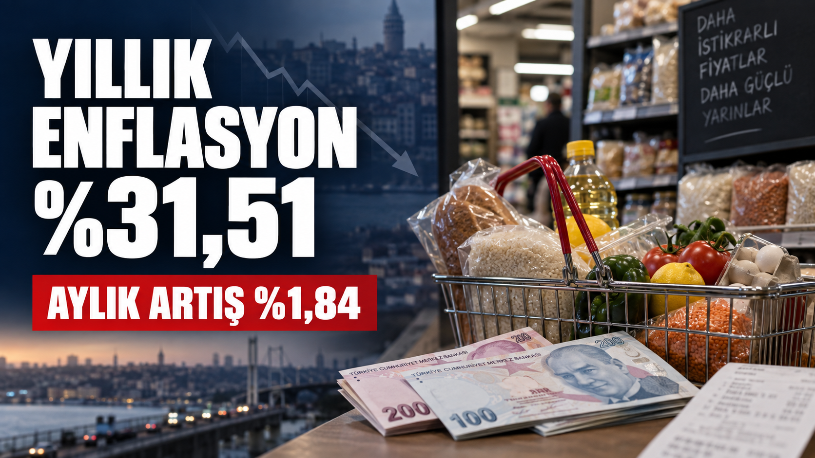 Yıllık enflasyon yüzde 31,51’e geriledi